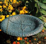 Whitehall Oakleaf Hanging Birdbath Verdigris Moss Green Rust Finish